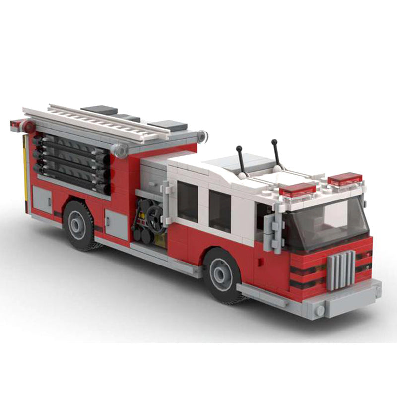 Compatible With Lego Small Particle Building Blocks MOC Suit City American Fire Truck Assembled Children's Toys Model Gift