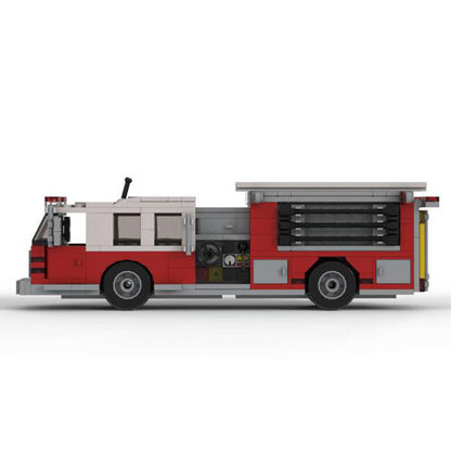 Compatible With Lego Small Particle Building Blocks MOC Suit City American Fire Truck Assembled Children's Toys Model Gift