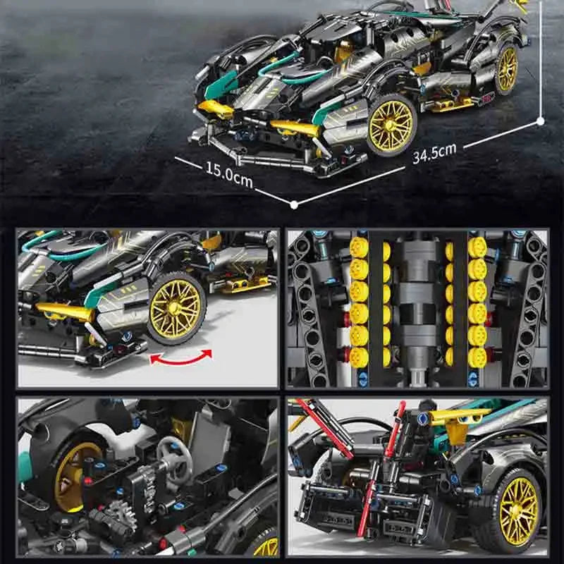 Technical Building Block Lamborghinis V12 Super Car Blocks Brick Dual Motor Power Drive 2.4G RC Car For Lego Technic vehicles