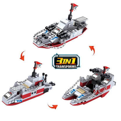 Navy War Chariot Ship Army Boat Plane Model Warships Building Blocks Compatible With Lego  Construction Set for Boys Bricks Toys