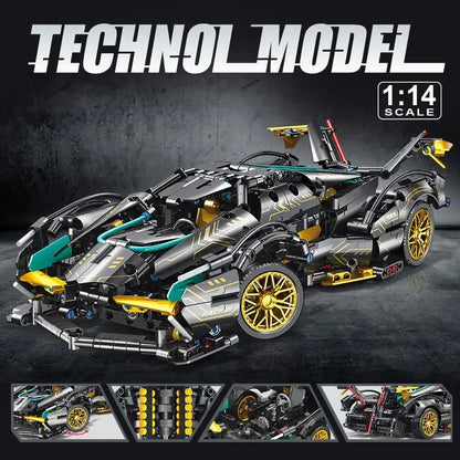 Technical Building Block Lamborghinis V12 Super Car Blocks Brick Dual Motor Power Drive 2.4G RC Car For Lego Technic vehicles