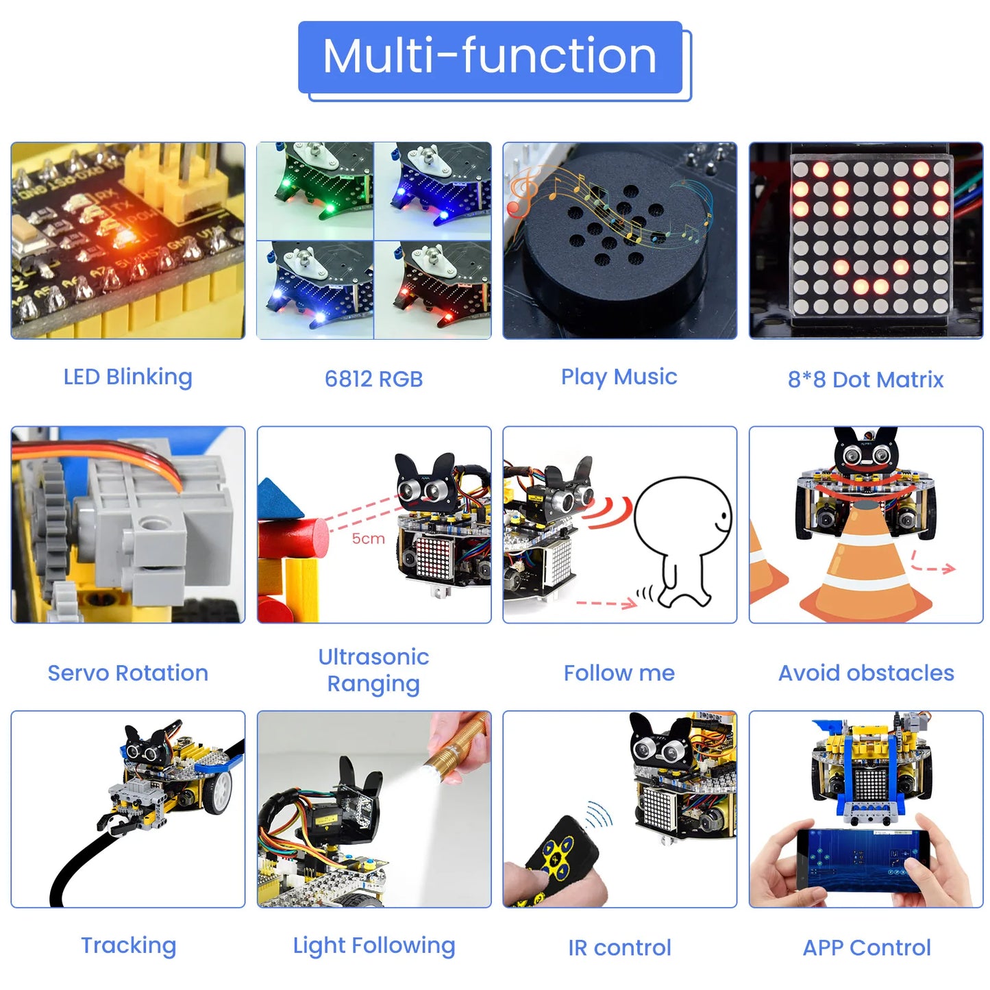 Keyestudio 3 in 1 Beetlebot Robot Car for Arduino(Raspberry Pi Pico/ESP32) STEM Education DIY Kit Compatible with LEGO+Projects