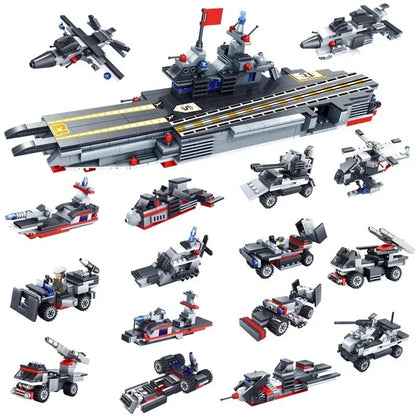 Compatible with Lego Military Warship Battle Cruise Building Blocks Tank Aircraft Model Toy Construction Bricks Toy Gift for Boy