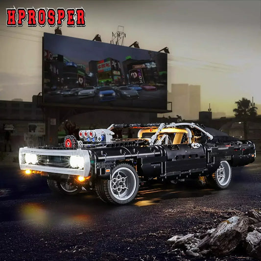 Hprosper 5V LED Lights for 42111 Technic Dom's Dodge Charger Decorative Lamp With Battery Box (Not Include Lego Building Blocks)