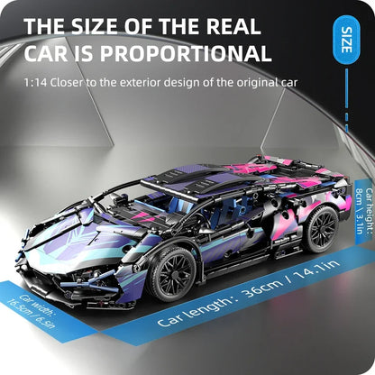 Reobrix 1314 PCS Technical Building Block Aventador SVJ Super Car Brick Dual Motor Power Drive 2.4G Radio RC Car Kit For lego