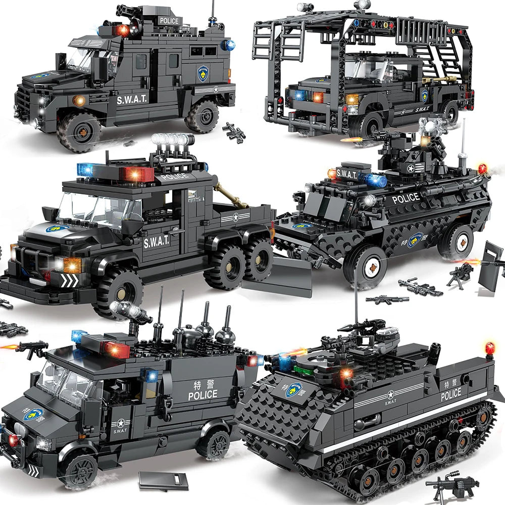 Compatible with Lego City SWAT Team Truck Building Blocks Children's Educational DIY Toys for  Children Gifts