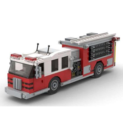 Compatible With Lego Small Particle Building Blocks MOC Suit City American Fire Truck Assembled Children's Toys Model Gift